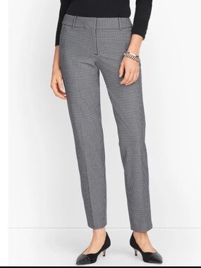 NWT Talbots Womens Pants 12 Black Gray Hampshire Ankle Houndstooth Straight $109